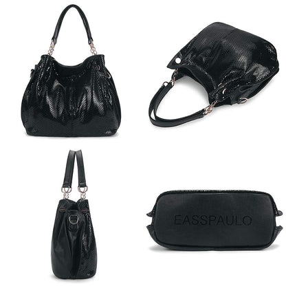 Kris Anna women's hobo shoulder bag made of PU leather with shoulder strap, shopper bag, crossbody handbag, chain handles for women in black. Single-use.