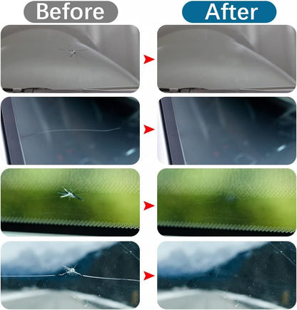 Car Windshield Repair Kit (2Pcs), Windshield Chip Crack Repair Kit, Automotive Windshield Tool for Fixing Chips, Nano Glass Repair Fluid, Star-shaped Crack.