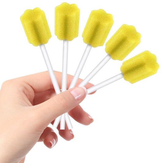 250 pieces of disposable mouth care swabs, mouth care sponge swabs, lemon flavored mouth hygiene sponges, sterile swabs for mouth hygiene in dental offices (Yellow)
