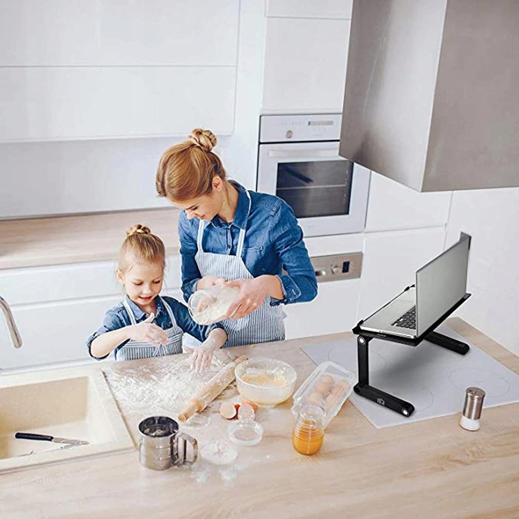 Retoo laptop desk for bed, height adjustable laptop bed table, adjustable laptop stand, portable notebook stand with folding legs, laptop table for sofa, notebook table, black.