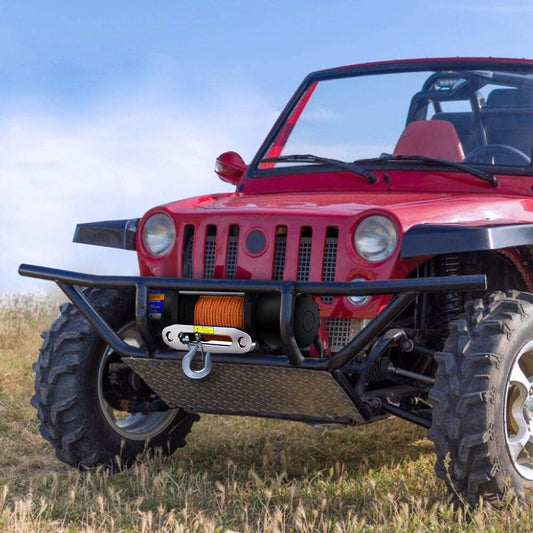 Anbull 12V Electric Winch, 4500 LBS/2045 Kg Motor Winch Rope Hoist, Synthetic Rope, Waterproof to IP67, Nylon Rope, with Mounting Bracket and Remote Control *2, Compatible with ATV UTV
