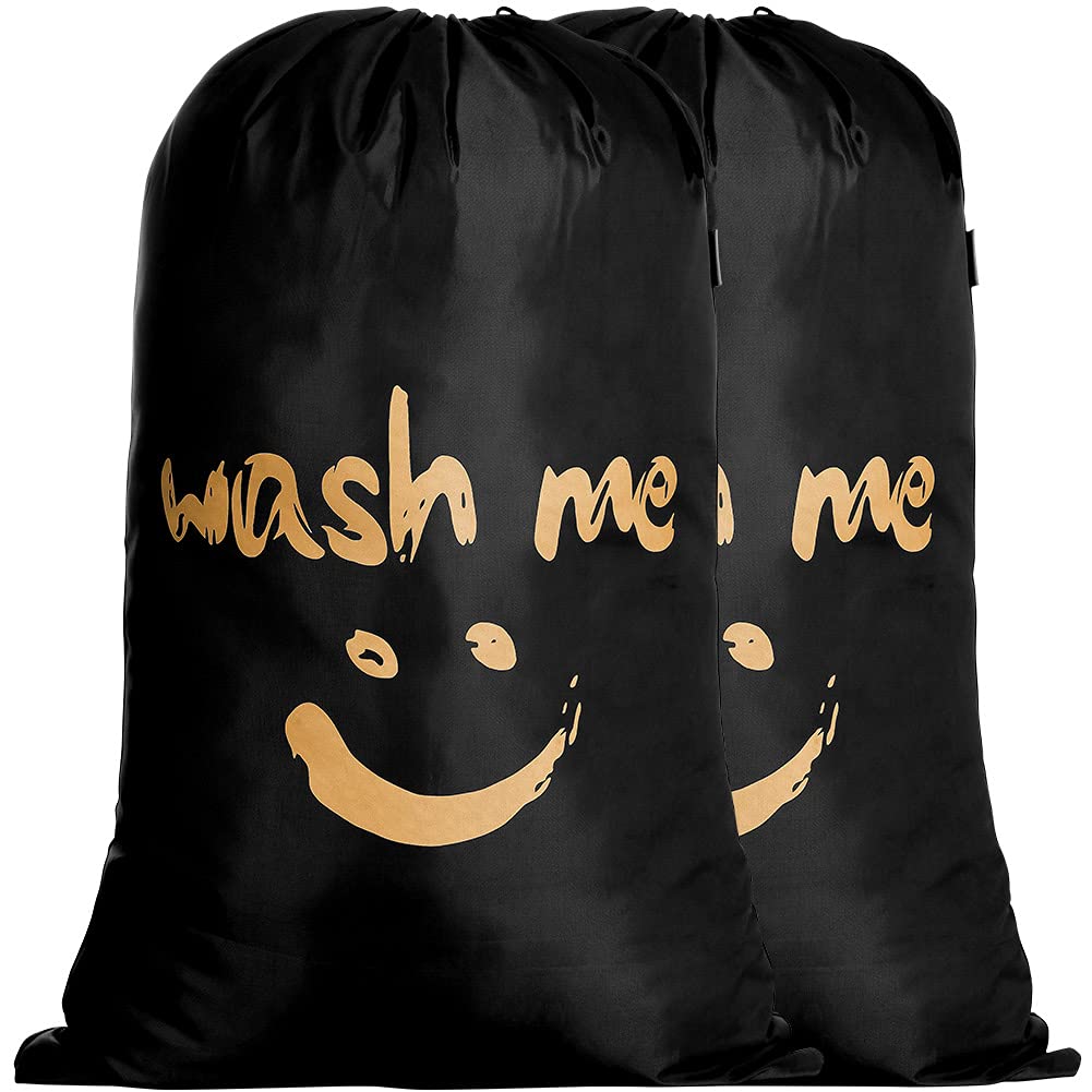 IHOMAGIC 2Pack Laundry Bags Travel Dirty Laundry Hamper Laundry Bag Laundry Bag Large Foldable Laundry Basket Storage Bag Laundry Tub Laundry Container For Travel Fabric 120L 61x92 cm Black