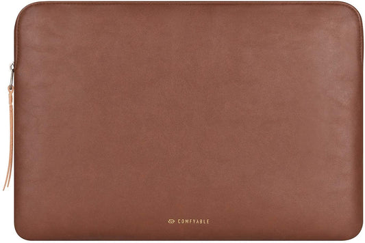 Comfyable Slim Protective Laptop Sleeve 15 Inch compatible with MacBook Air 15 Inch M4 2025 M3 2024 A3114 & M2 2023 A2941, PU Leather Waterproof Cover Computer Case for Mac, Brown