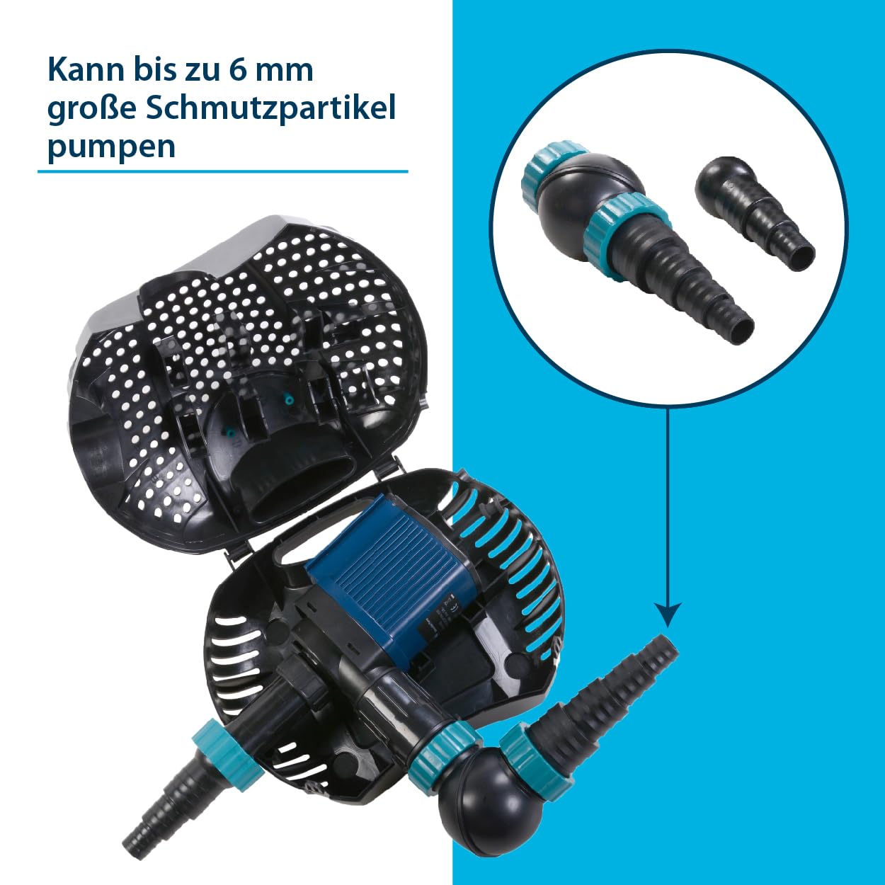 AquaForte O-20000 Plus, 200 Watts, max. flow rate of 19 m3/hour, max. head height of 7 meters, cable length of 10 meters, for streams, waterfalls, fountains, filters, etc. Black