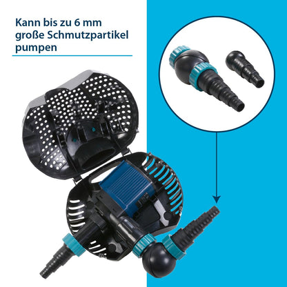 AquaForte O-20000 Plus, 200 Watts, max. flow rate of 19 m3/hour, max. head height of 7 meters, cable length of 10 meters, for streams, waterfalls, fountains, filters, etc. Black