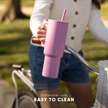 Simple Modern Thermo Cup with Straw and Handle | Insulated Stainless Steel Drinking Cup Iced Coffee Travel Mug | Gifts for Women and Men | Trek | 890ml | Raspberry Vibes