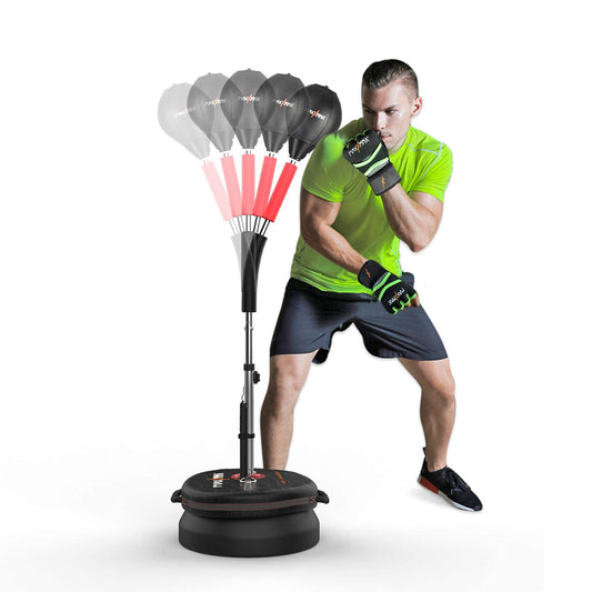 MaxxMMA Advanced adjustable speed punching bag with stand, Cobra reflex training bag, height adjustable, includes 2 balls, speed control bar, boxing gloves.