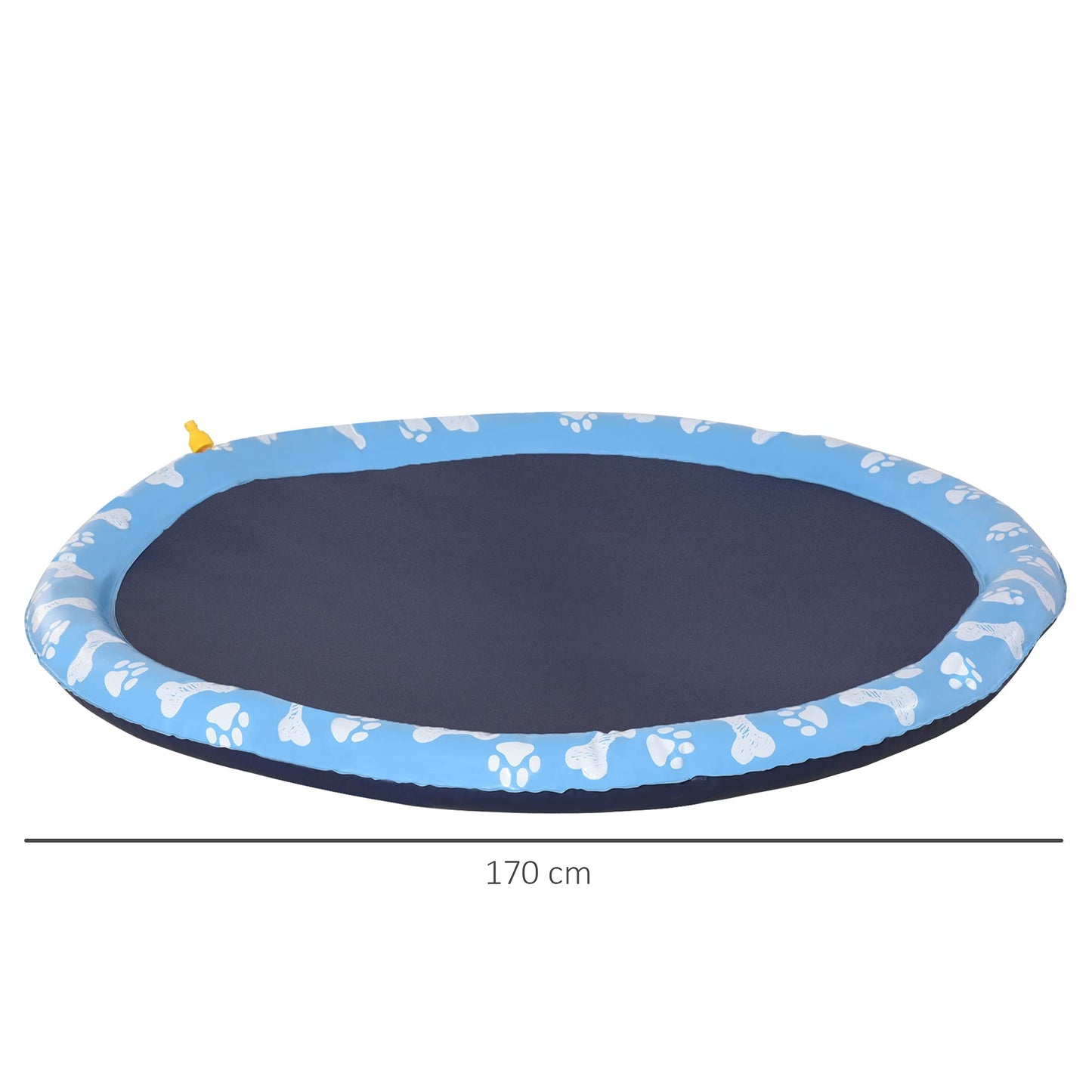 PawHut 170cm sprinkler mat inflatable splash pad non-slip water play mat water mat play pool water sprinkler dog pool for pets summer garden.