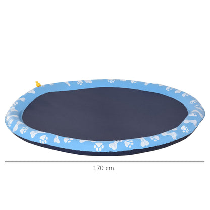 PawHut 170cm sprinkler mat inflatable splash pad non-slip water play mat water mat play pool water sprinkler dog pool for pets summer garden.