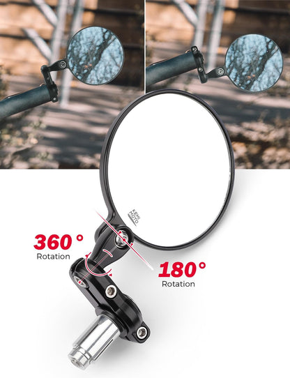 KEMIMOTO CNC Motorcycle Mirrors, E24 Certified, 360° Rotatable, Round Handlebar End Mirrors, Compatible with Scooter, Roller- Sturdy Aluminum Alloy