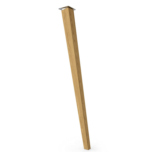 Sossai solid oak table legs with oil finish, Clif Square HMF4, 71 cm high, square, slanted design, for chairs, tables.