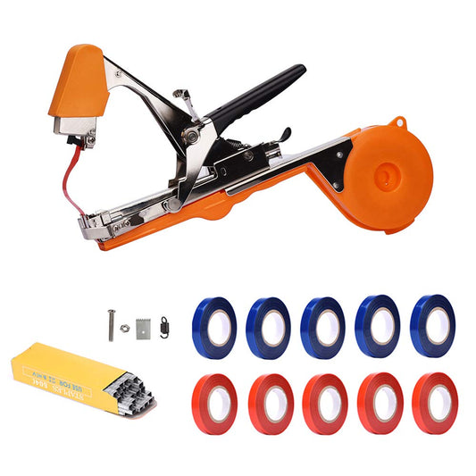 Plant tying pliers, tape tool tying pliers tapetool hand tying machine for grapes tomatoes cucumbers fruit vegetables, agriculture garden tying machine with 1 box of staples and 10 rolls of tape.