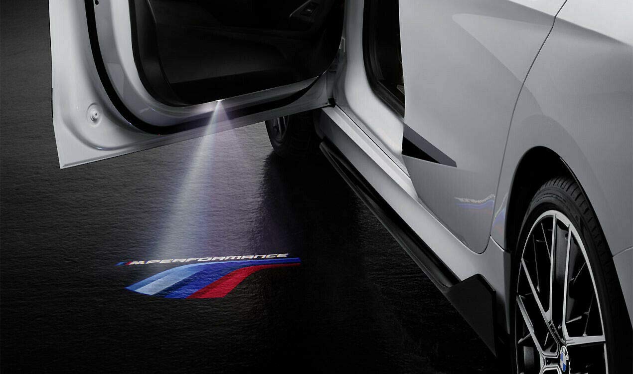 Original BMW door projectors slides for all BMW models, featuring the M logo.