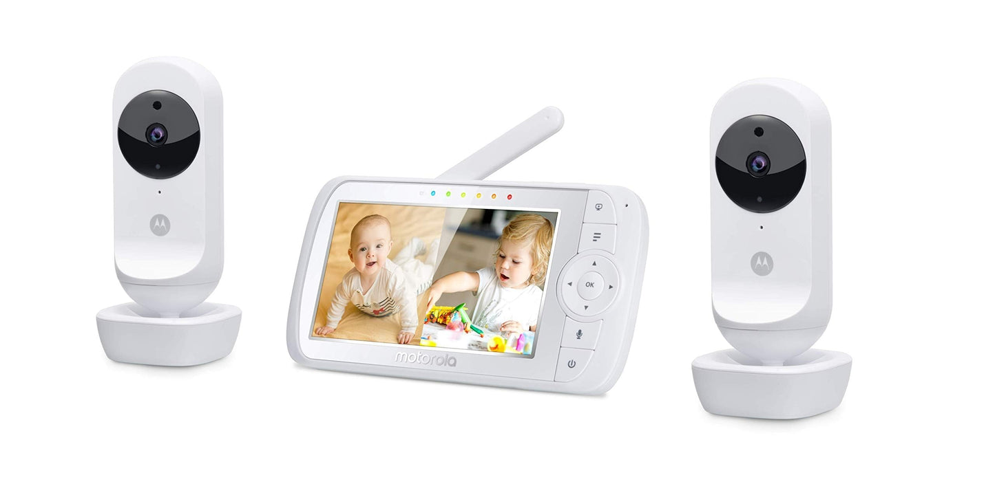 Motorola Nursery VM35-2 / Ease 35-2 baby monitor with 2 cameras 5.0 inch video baby monitor display - night vision, two-way communication, lullabies, zoom, room temperature, 1080p - white
