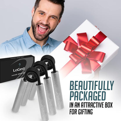 Longest Metal Handle Set, 45.4kg, 90.7kg, 3-pack, non-slip, sturdy grip strengthener with gift box, great wrist and forearm trainer, hand gripper, strength trainer.