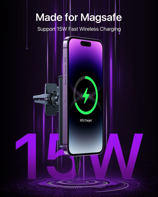 andobil mobile phone holder with MagSafe charging function. Suitable for iPhone 16 series with 15W wireless charging capability. KFZ Wireless Car Fast Charger Qi charger for iPhone 16/15/14/13/12 Pro Max.