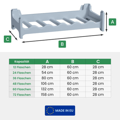 ARTECSIS wine rack stackable plastic for 60 bottles, sturdy bottle rack in gastronomy quality, modular expandable, concrete gray