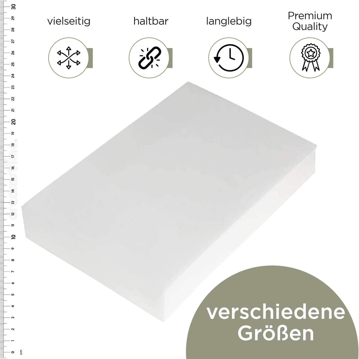 MSS e.K. foam sheet cushion topper - 200 x 60 x 10 cm - RG27/45