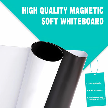 WEINIDASI Magnetic Whiteboard Film, 90x120cm Self-Adhesive Whiteboard Wall Sticker, with New Dirt-Repellent Technology, Writable and Erasable Surface, Great for Kids' Drawing, School, Office, Home