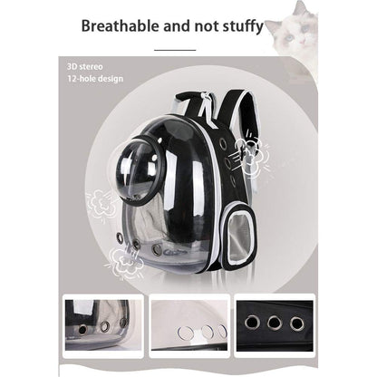 Sipobuy Pet Space Capsule Backpack, Small Medium Cat Puppy Dog Carrier, Transparent Breathable Heat Proof, Pet Carrier for Travel Hiking Walking Camping (Black)