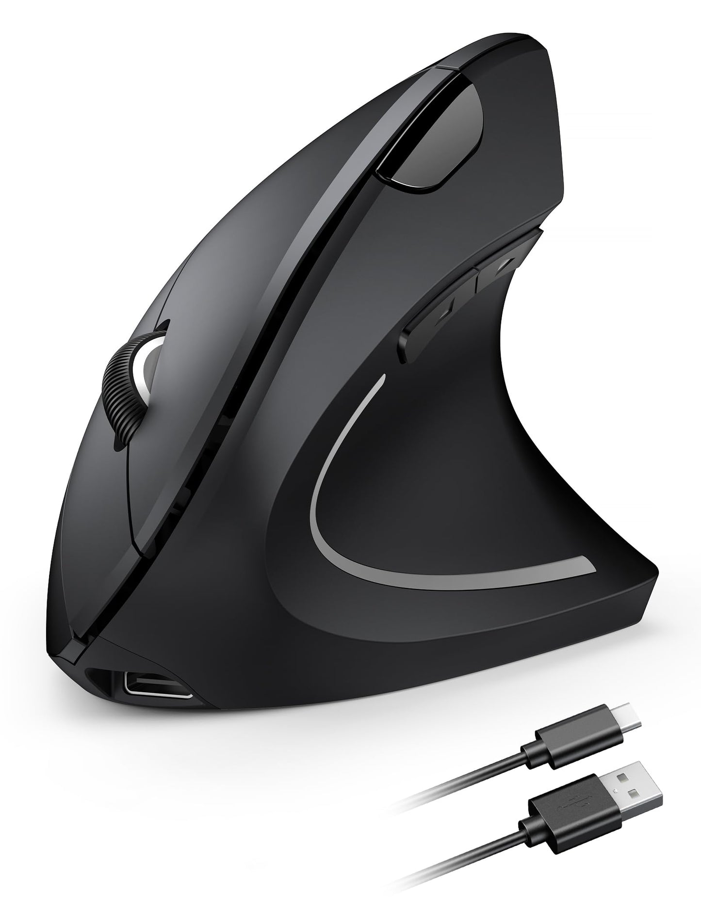 TECKNET Rechargeable Ergonomic Wireless Mouse, 2.4G Optical Vertical Mouse, 5 Adjustable Levels up to 4800DPI, Quiet Wireless Vertical Mouse with 6 Buttons for Laptop, PC, Windows, Mac OS