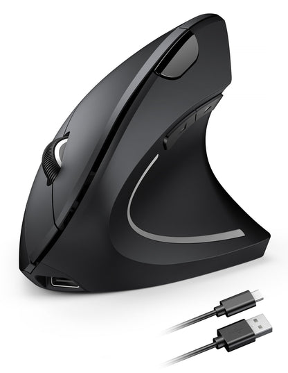 TECKNET Rechargeable Ergonomic Wireless Mouse, 2.4G Optical Vertical Mouse, 5 Adjustable Levels up to 4800DPI, Quiet Wireless Vertical Mouse with 6 Buttons for Laptop, PC, Windows, Mac OS