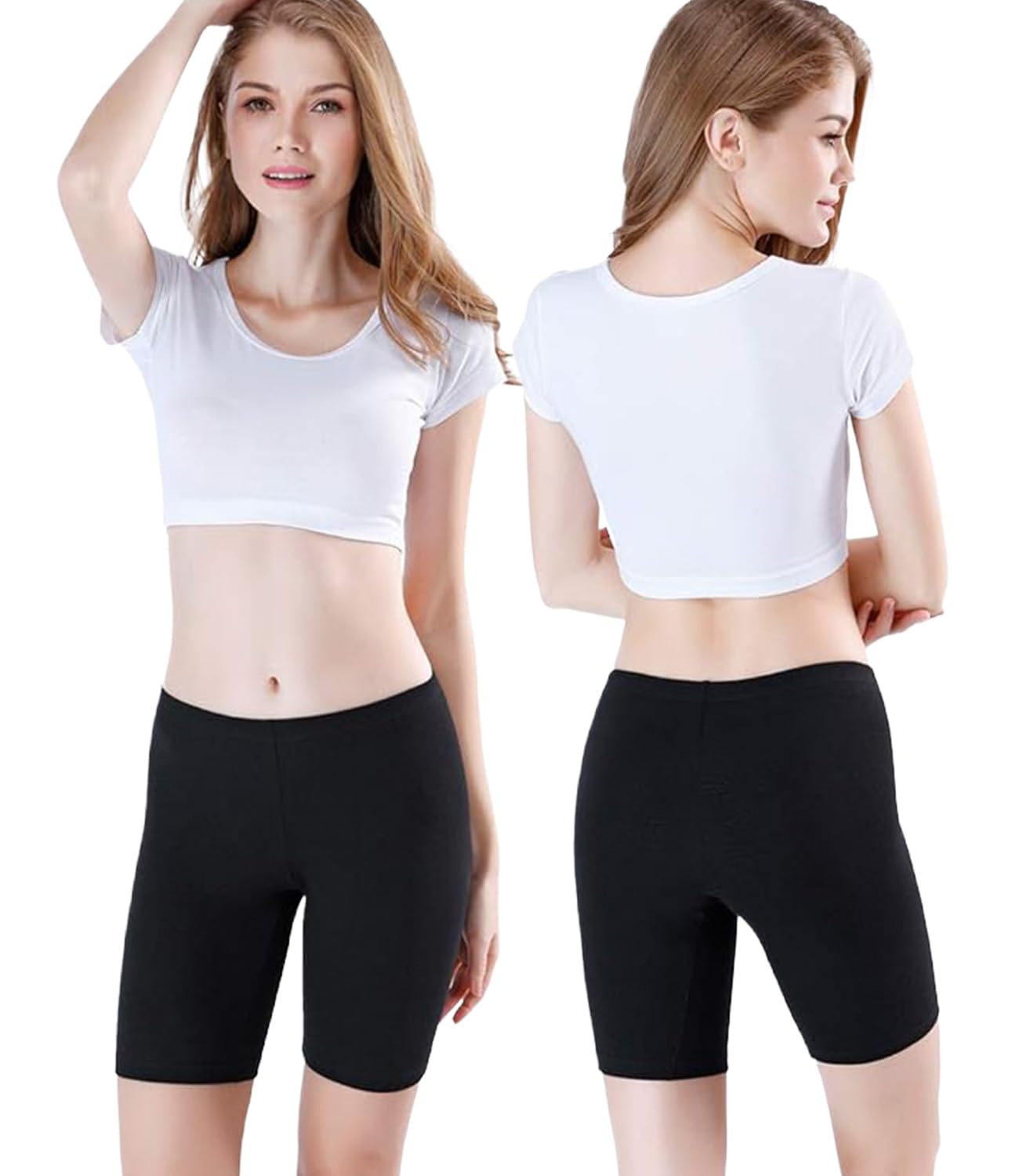 wirarpa Women's Cotton Biker Shorts Boxers Under Dress Skirt with Leg Anti Chafing Short Leggings 4 Pack Black Size S