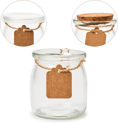 EZOWARE 40 Pack 150ml Spice Jars with Cork Lids, Pudding Jars, Yogurt Jars, Glass Containers with Labels and String for Yogurt, Pudding, Wedding Gifts.