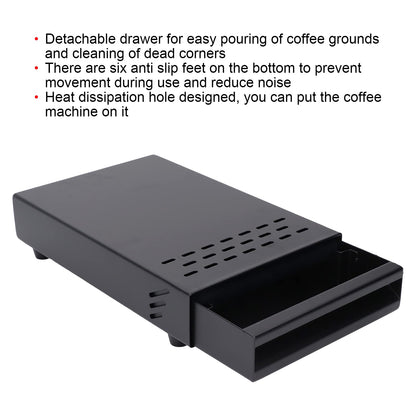 Coffee Knock Box, Modern Stainless Steel Thickened Espresso Knock Box, Space-Saving Removable Drawer, Coffee Grounds Bin with Detachable, Shock-Absorbing Knock Bar and Non-Slip (Black)