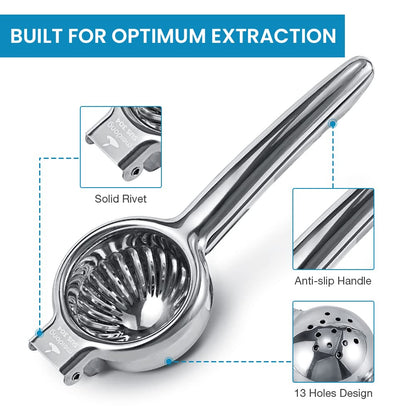 Lemon squeezer lime squeezer citrus juicer stainless steel citrus juicer hand press juicer manual citrus juicer for juicing lemon & limes, vegetables, silver