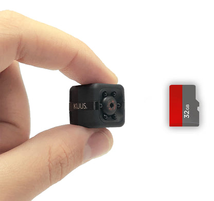 KUUS.® C1 Mini Surveillance Camera 2.3 cm | Indoor surveillance camera with night vision & motion sensor | Full HD 1080P Micro Camera without WLAN with recording 32GB SD card for indoor use.