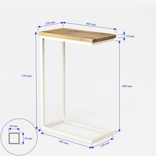 BestLoft.com Small side table sofa black white wood laptop table C shape coffee table side table tray table oak bed table night stand tall laptop table for sofa small living room table (CWH-W)