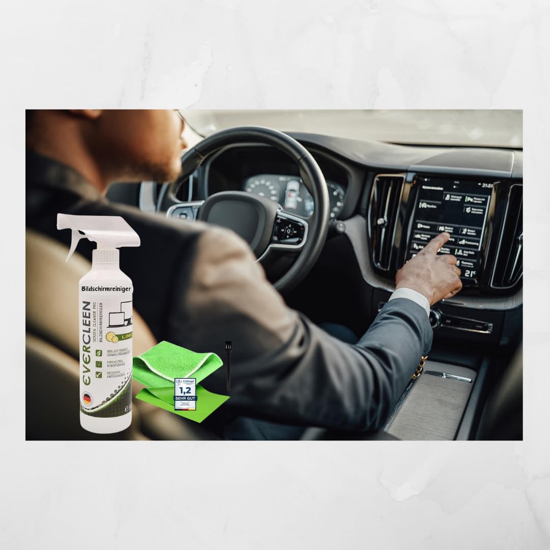 EVERCLEEN 2 GO Made in Germany Screen Cleaner Pro + EVERCLEEN Screen Cleaner 500ml + Refill + 4in1 Cleaning Tool + Microfiber Cloth Vegan Cleaner. For tablet displays smartphones