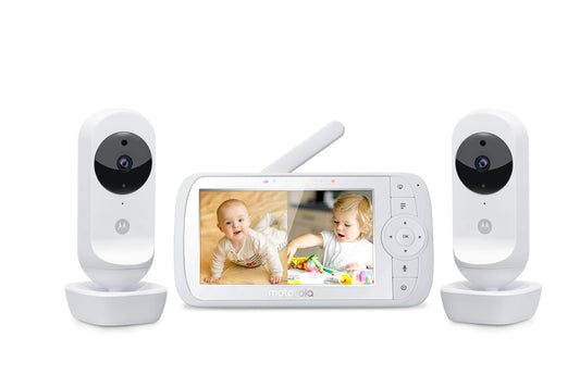 Motorola Nursery VM35-2 / Ease 35-2 baby monitor with 2 cameras 5.0 inch video baby monitor display - night vision, two-way communication, lullabies, zoom, room temperature, 1080p - white