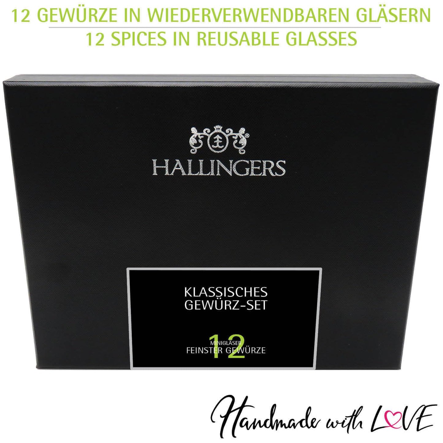 Hallinger Classic Spice Set - 12 high-quality spices luxury gift set, intense aroma in screw-top jars, carefully selected variety (set) - Christmas gift ideas & gifts advent calendar |