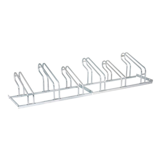 BULL bike stand, for 6 bikes, hot-dip galvanized steel construction, hoop rack, suitable for mountain bikes, for row connection and floor mounting, tire width up to 5.5 cm