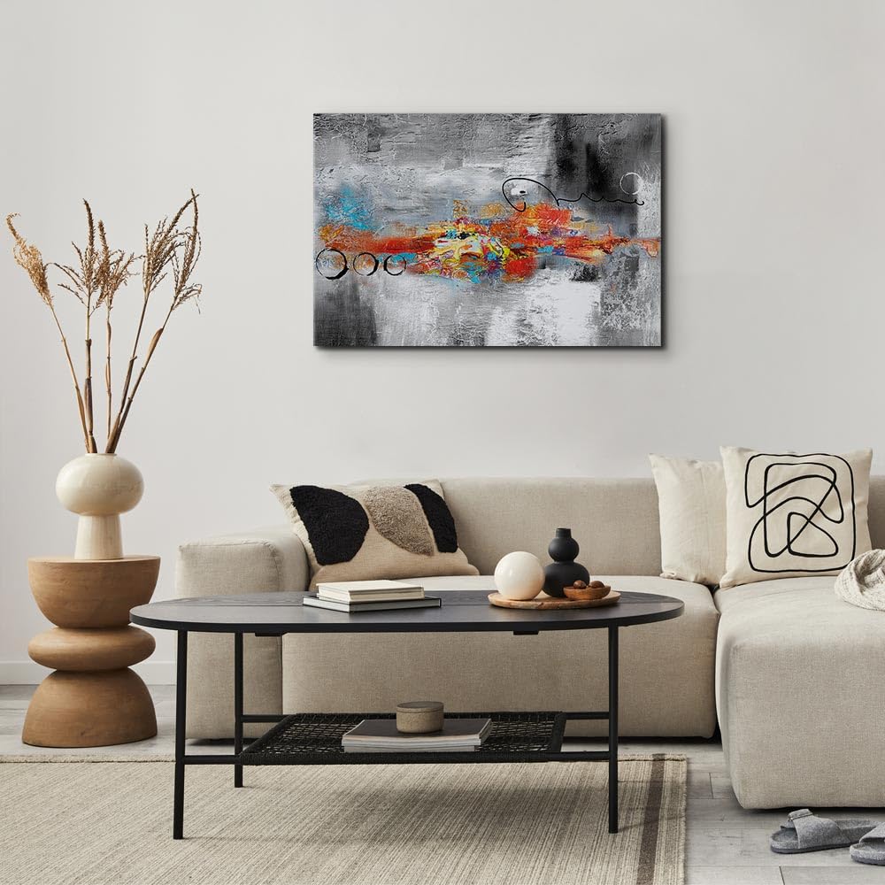 murando - Acoustic image abstract 120x80 cm 1 piece pictures acoustic foam soundproofing art acoustic panels wall panels soundproofing sound absorber structure texture silver painted - a-A-0884-b-a