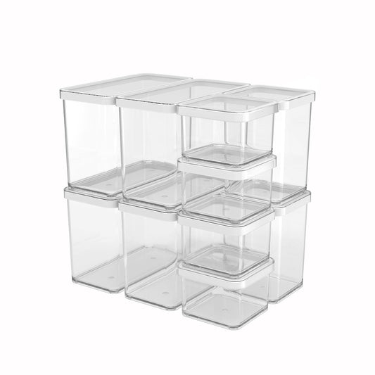 Rotho Loft Set of 10 Storage Containers, LOFT, BPA-free plastic (PP), white, (32.3 x 22.3 x 32.4 cm)