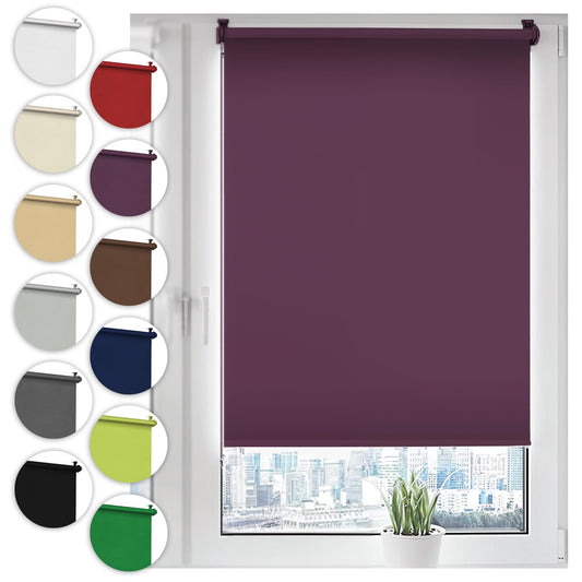 Blackout blind Klemmfix without drilling 75cm x 150cm Purple Blackout blind Window blind Roller blind Side pull blind Clamp blind for window & door