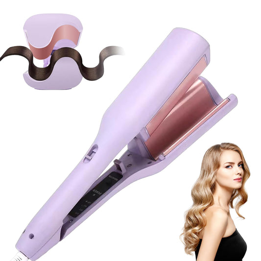 LIROPAU Curling Iron Large Waves, French Wave Curling Iron, 32mm for French Egg Rolls, Wave Iron rods with Adjustable Temperature 30S Swift Heating (Purple)