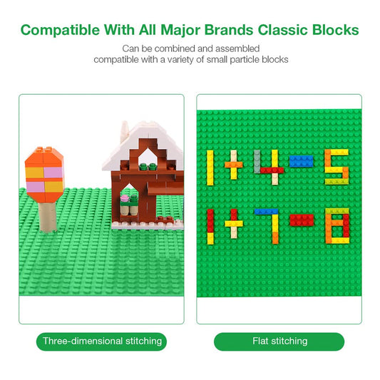 Lekebaby 6-Pack Building Plate Set Compatible with Most Brands, 25*25cm, White Blue Green Baseplate