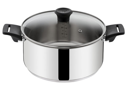 Tefal by Jamie Oliver Mainstream pot and pan set B271S7 | Stainless Steel Black Collection | Titanium Non-Stick coating | Thermo-Spot | Ergonomic Soft-Touch handles | Induction compatible