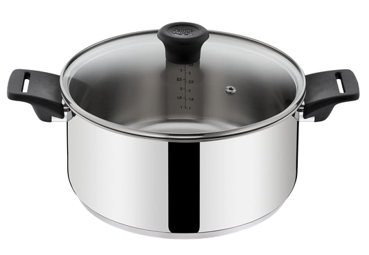 Tefal by Jamie Oliver Mainstream pot and pan set B271S7 | Stainless Steel Black Collection | Titanium Non-Stick coating | Thermo-Spot | Ergonomic Soft-Touch handles | Induction compatible