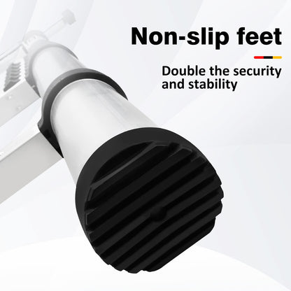 12.5FT extendable aluminum professional use telescoping ladder. Telescopic folding ladder extension 1.9m + 1.9m A-frame 3.8m ladder with stabilizer bar for building maintenance window cleaning.