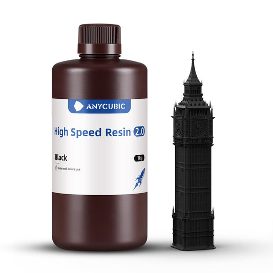 ANYCUBIC High Speed 2.0 3D Printer Resin, Highly active, low viscosity, and high liquid 3D resin, 170 mm/h ultra-high speed printing with Anycubic Photon Mono M7 Pro 3D Printer, Black, 1000g