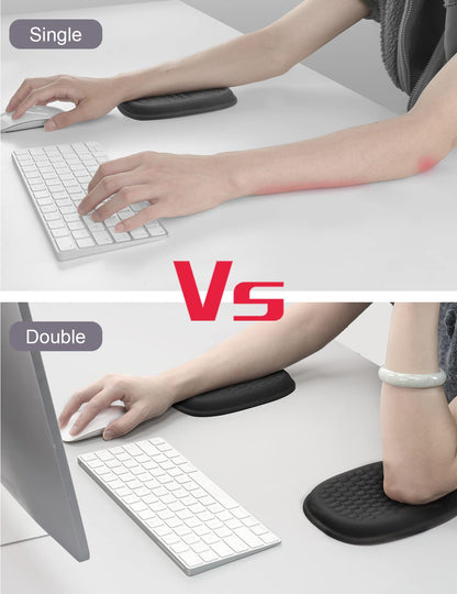 Vaydeer Wrist Rest Pad - Ergonomic elbow protector with gel armrest for desk, memory foam armrest support for office, gaming, computer, laptop, Mac - Black, 1 pair