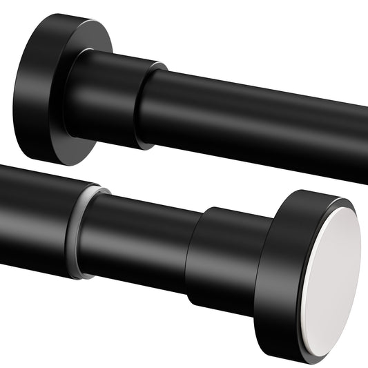 1 Piece Non-Drilling Shower Rod Stainless Steel Clothes Rail Adjustable Shower Curtain Rod, Telescopic Rod for Wardrobe, Bathroom, Balcony, Shower Curtain (70-120cm, φ25mm, Black)
