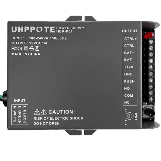 UHPPOTE AC 110-240V to DC 12V 3A Power Supply for Door Access Control Universal Voltage