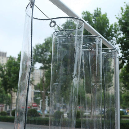 Greenhouse Furniture Cover Transparent with Grommets - PVC Balcony Pavilion Waterproof Tarpaulin Foldable 2.4mx5m Pergola Transparent Curtain Windshield Tarp for Outdoor Carport Tent Camping Canopy