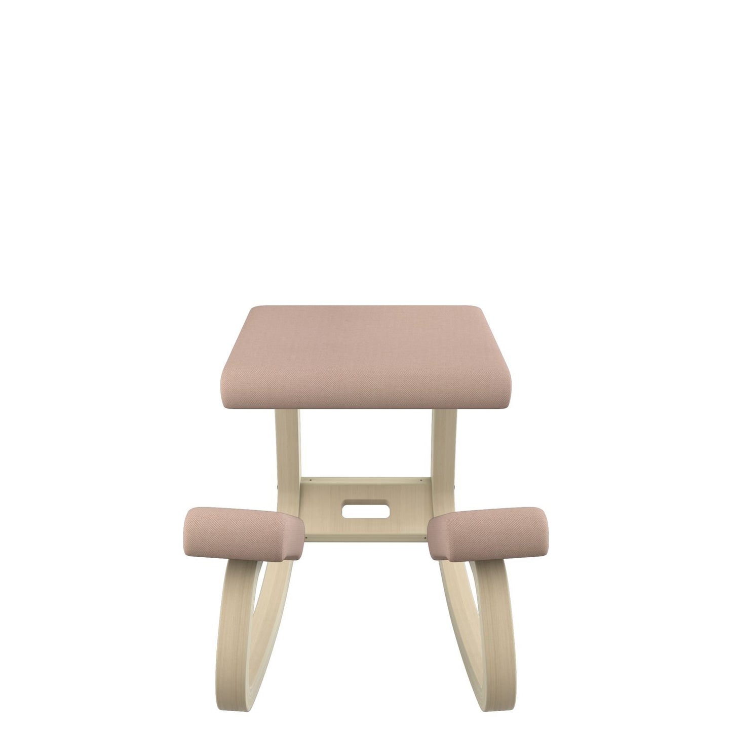 Varier Variable balans - The original kneeling chair, perfect for working at home - Fabric in apricot and wooden base in natural lacquered ash wood.